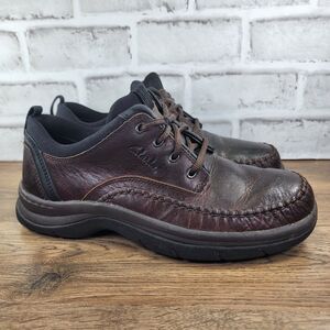 Clarks Travel Trek Portland Casual Brown Leather Moc Toe Derby Shoes Men 7.5